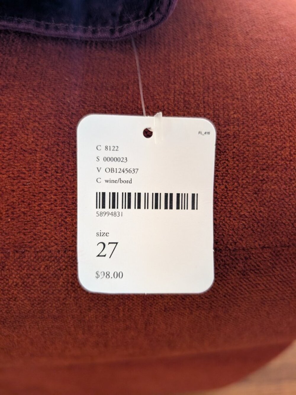 NWT Free People We The Free Velvet Flare Pants Wine Size 27 - Picture 7 of 8
